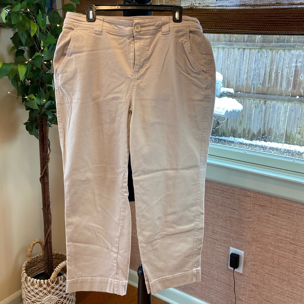 A New Day Womens High Rise Cropped Pants w Stretch, stone 14